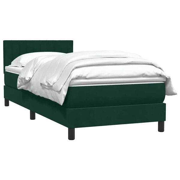 vidaXL Cama box spring con colch&oacute;n terciopelo verde oscuro 100x210 cm