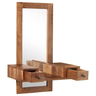 vidaXL Espejo cosmético con 2 cajones madera maciza de sheesham