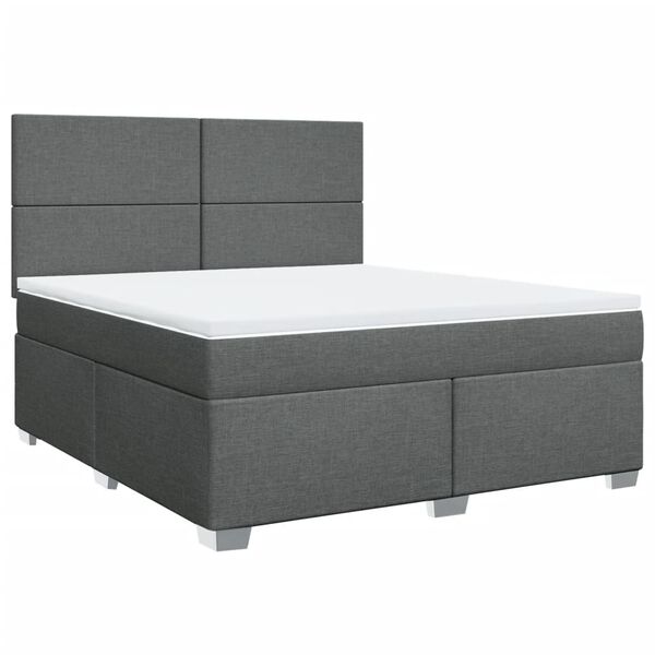 vidaXL Cama box spring con colch&oacute;n tela gris oscuro 180x200 cm
