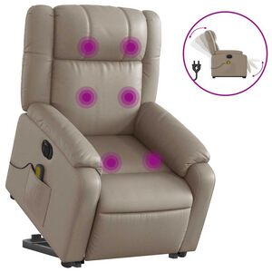 vidaXL Sill&oacute;n reclinable de masaje el&eacute;ctrico cuero sint&eacute;tico capuchino