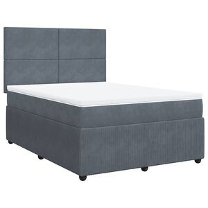 vidaXL Cama box spring con colch&oacute;n terciopelo gris oscuro 160x200 cm