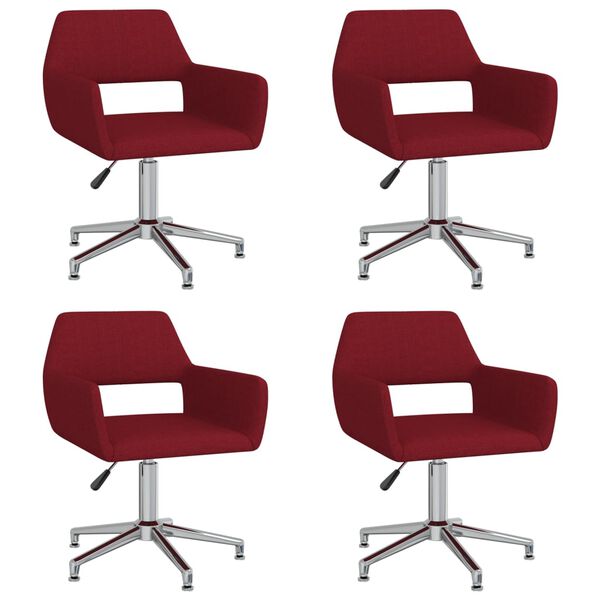 vidaXL Sillas de comedor giratorias 4 unidades tela rojo tinto