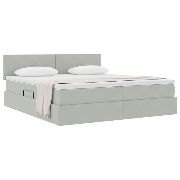 vidaXL Cama con almacenamiento con colch&oacute;n Gris Claro 100 x 200 cm