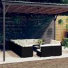 vidaXL Set de muebles de jard&iacute;n 13 pzas cojines rat&aacute;n sint&eacute;tico negro