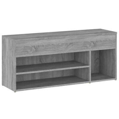 vidaXL Banco zapatero madera contrachapada gris Sonoma 105x30x45 cm