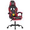 vidaXL Silla gaming giratoria y reposapiés cuero sintético negro rojo