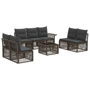 vidaXL Conjunto de sof&aacute;s de jard&iacute;n 8 uds. Gris rat&aacute;n sint&eacute;tico