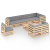 vidaXL Juego de muebles de jard&iacute;n 10 pzas y cojines madera maciza pino