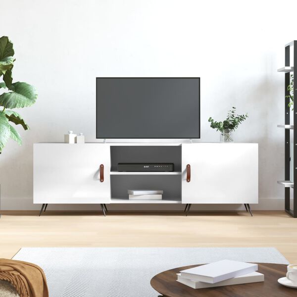 vidaXL Mueble de TV madera de ingenier&iacute;a blanco brillante 150x30x50 cm