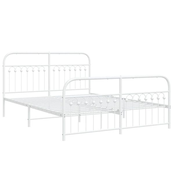 vidaXL Estructura cama sin colch&oacute;n con estribo metal blanco 160x200 cm