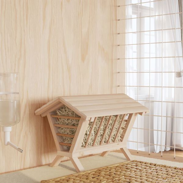 vidaXL Comedero de heno para conejos madera maciza abeto 44x33x33 cm