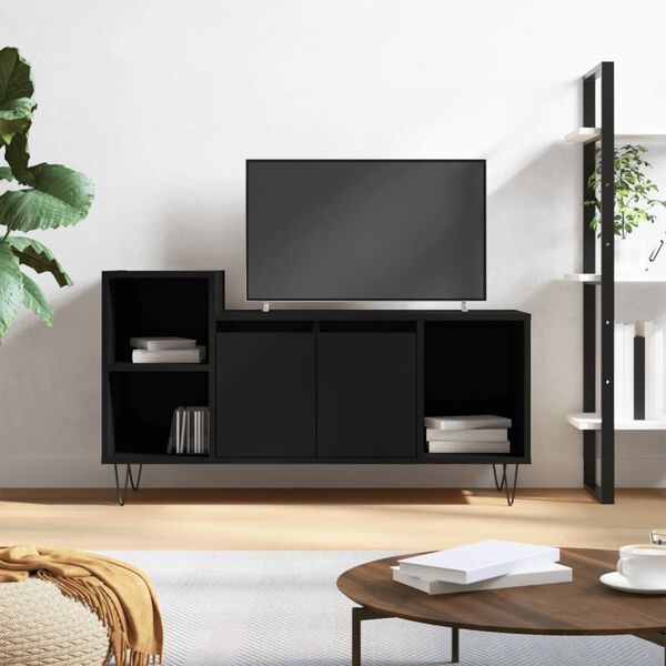vidaXL Mueble para TV madera contrachapada negro 100x35x55 cm