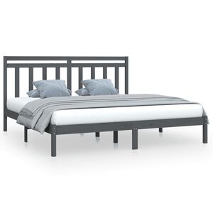 vidaXL Estructura de cama de madera maciza de pino gris 200x200 cm
