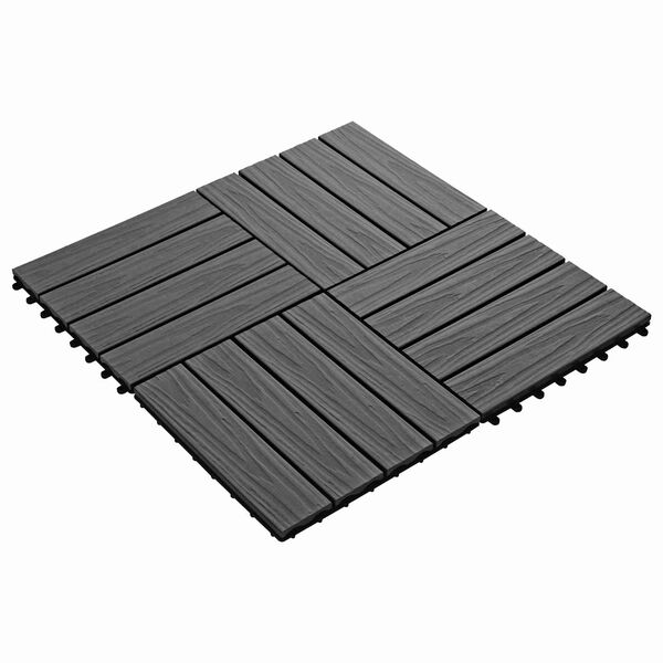 vidaXL Tile de Decking Dise&ntilde;o 3D 11 pcs Negro 30 x 30 cm WPC