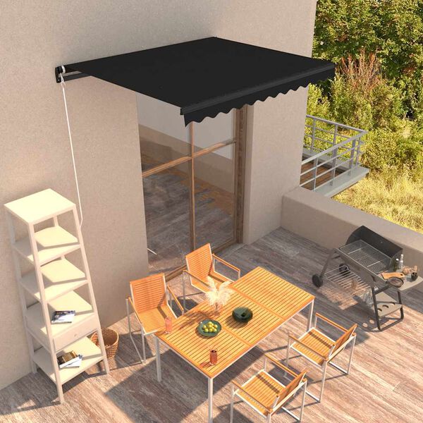 vidaXL Toldo retr&aacute;ctil manual gris antracita 350x250 cm