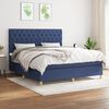 vidaXL Cama box spring con colch&oacute;n tela azul 160x200 cm