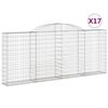 vidaXL Cestas gaviones 17 uds forma de arco hierro 300x30x120/140 cm