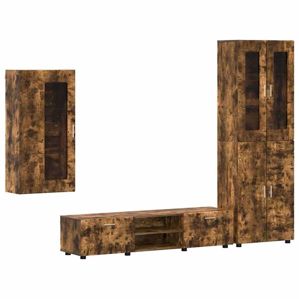 vidaXL Conjunto de mueble de TV con caj&oacute;n FLORIN Roble ahumado