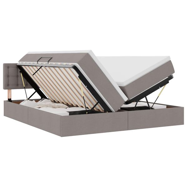vidaXL Cama con almacenamiento Taup&eacute; 180 x 200 cm Cuero sint&eacute;tico