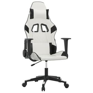 vidaXL Silla gaming cuero sint&eacute;tico blanco y negro