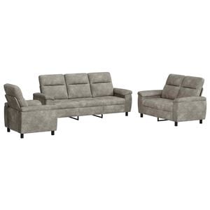 vidaXL Juego de Sof&aacute; 3 pcs Gris oscuro Cuero de Suede Sint&eacute;tico