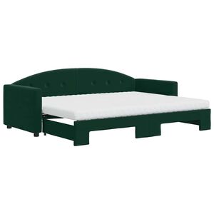 vidaXL Sof&aacute; cama nido con colch&oacute;n terciopelo verde oscuro 80x200 cm