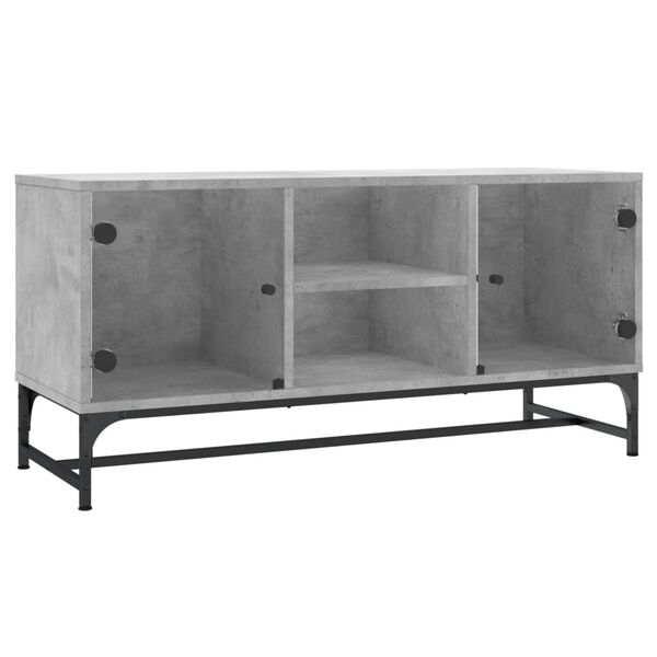 vidaXL Mueble de TV con puertas de vidrio gris hormig&oacute;n 102x37x50 cm