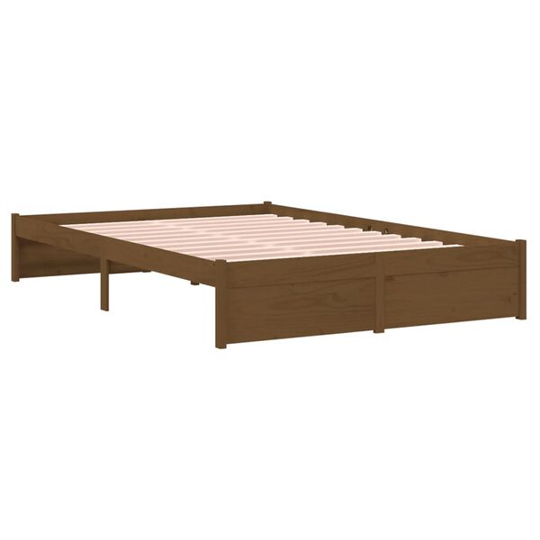 vidaXL Estructura cama sin colch&oacute;n madera maciza marr&oacute;n miel 120x190cm