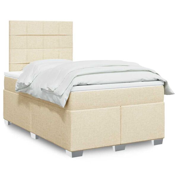 vidaXL Cama box spring con colch&oacute;n tela color crema 120x200 cm