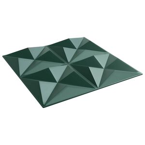 vidaXL Paneles de pared 12 uds. 50 x 50 cm Verde Origami Espuma XPS