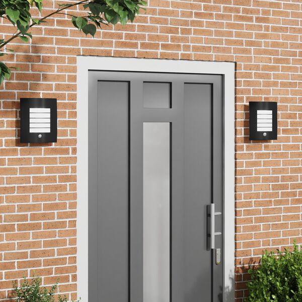 vidaXL Aplique de pared exterior 2 pcs Negro 23.5 x 10.5 x 26 cm