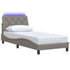 vidaXL Estructura de cama con LED sin colch&oacute;n tela taupe 80x200 cm
