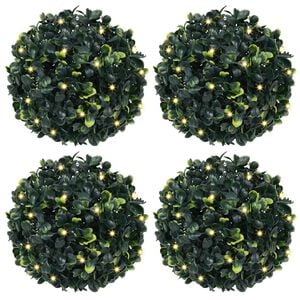 vidaXL Bolas de boj artificial con luces LED 4 unidades 12 cm