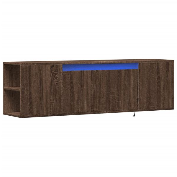 vidaXL Mueble de TV de pared con luces LED marr&oacute;n roble 135x31x39,5 cm