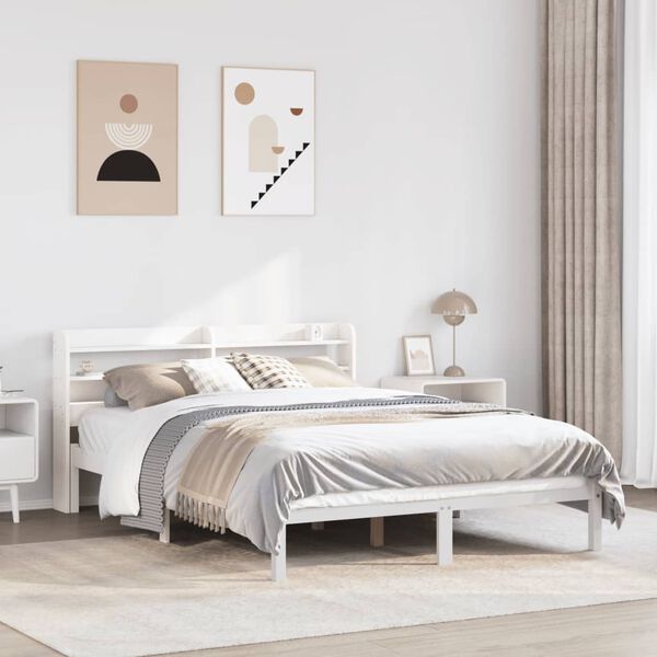 vidaXL Estructura de cama sin colch&oacute;n madera de pino blanca 140x190 cm