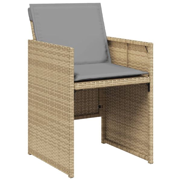 vidaXL Set comedor de jard&iacute;n 9 pzas con cojines rat&aacute;n sint&eacute;tico beige