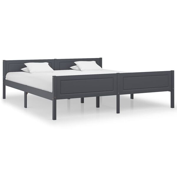 vidaXL Estructura de cama sin colchón madera de pino gris 180x200 cm
