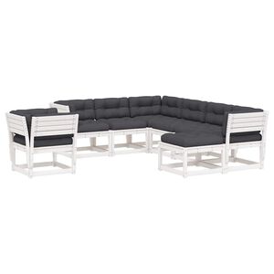 vidaXL Set muebles jard&iacute;n con cojines 8 pzas madera maciza pino blanco