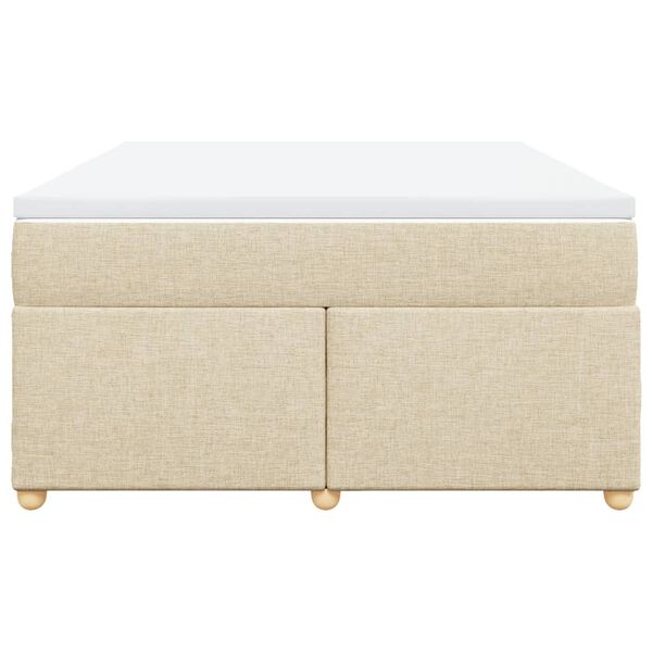 vidaXL Cama box spring con colchón tela color crema 160x200 cm