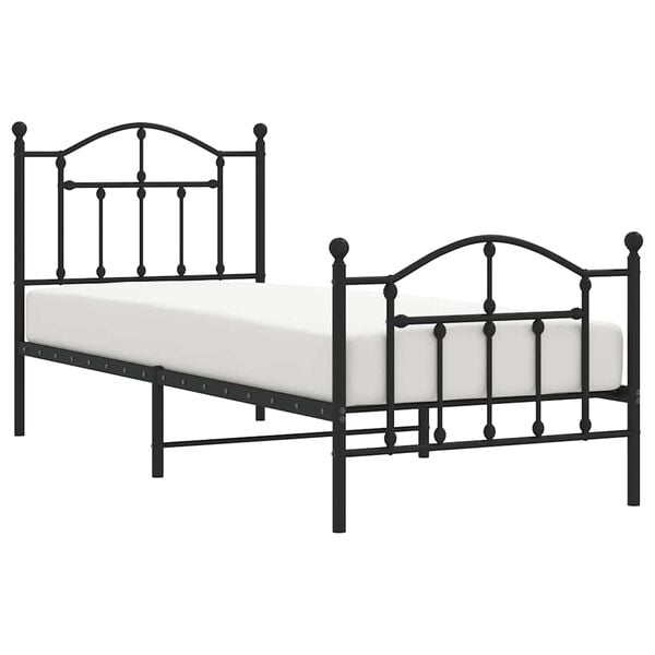 vidaXL Estructura cama sin colch&oacute;n con estribo metal negro 90x190 cm