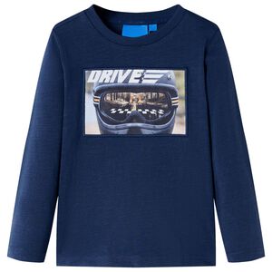 vidaXL Camiseta infantil de manga larga azul marino melange 104