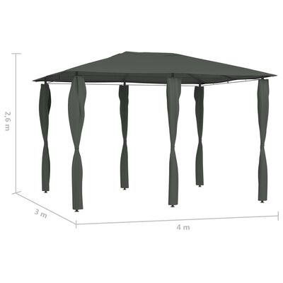 vidaXL Cenador con cubiertas de postes antracita 3x4x2,6 m 160 g/m²