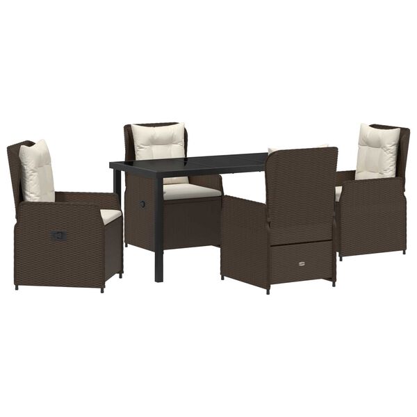 vidaXL Conjunto de Comedor de Jard&iacute;n 5 pcs Marr&oacute;n rat&aacute;n sint&eacute;tico