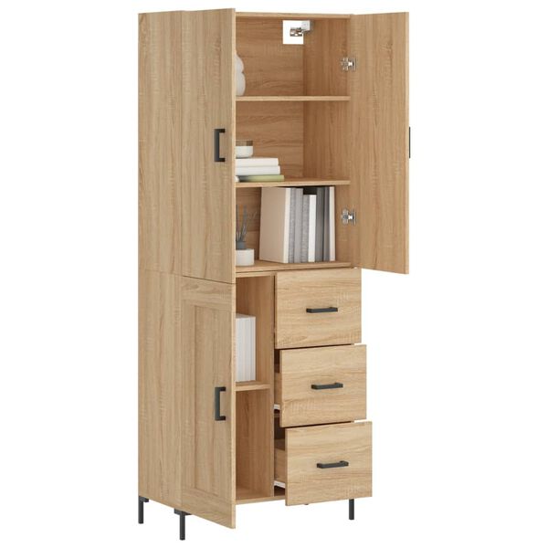 vidaXL Aparador alto madera contrachapada color roble 69,5x34x180 cm