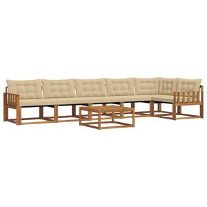 vidaXL Conjunto de sof&aacute;s de exterior con coj&iacute;n 7 pcs Natural y Beige