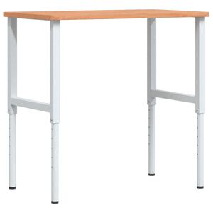 vidaXL Banco de trabajo rectangular madera maciza 100x60x(71,5-98) cm