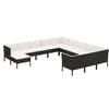 vidaXL Set de muebles de jard&iacute;n 12 pzas cojines rat&aacute;n sint&eacute;tico negro