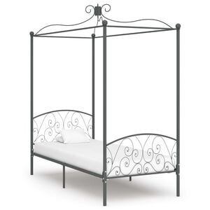 vidaXL Estructura cama con dosel sin colch&oacute;n metal gris 90x200 cm