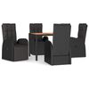 vidaXL Set de muebles jard&iacute;n 5 pzas con cojines rat&aacute;n sint&eacute;tico negro