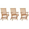 vidaXL Sillas plegables (3 unidades) de madera maciza de teca.